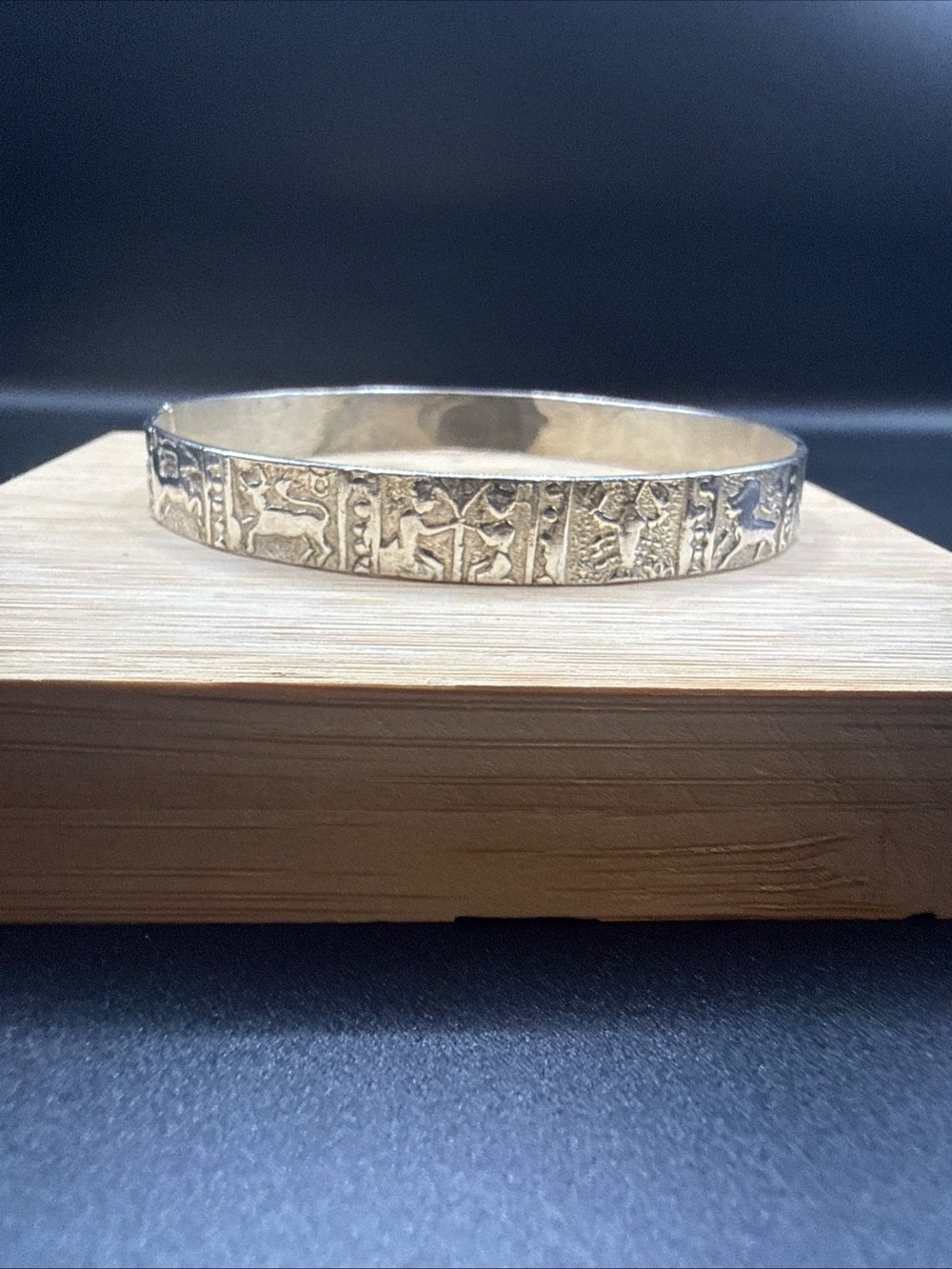 Sterling Silver Zodiac Horoscope Slip On Bangle Bracelet 17.2g
